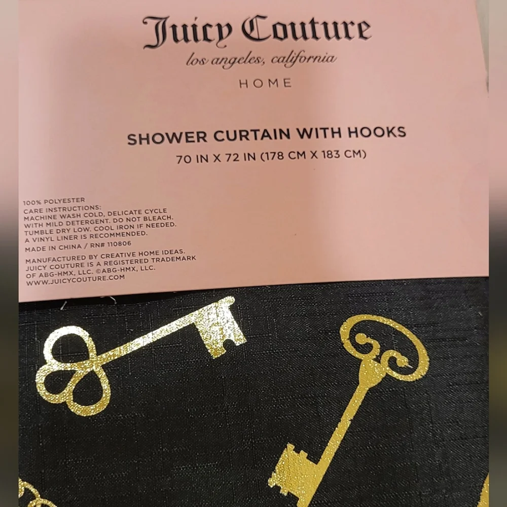 Juicy Couture Heart Padlock & Key Shower Curtain